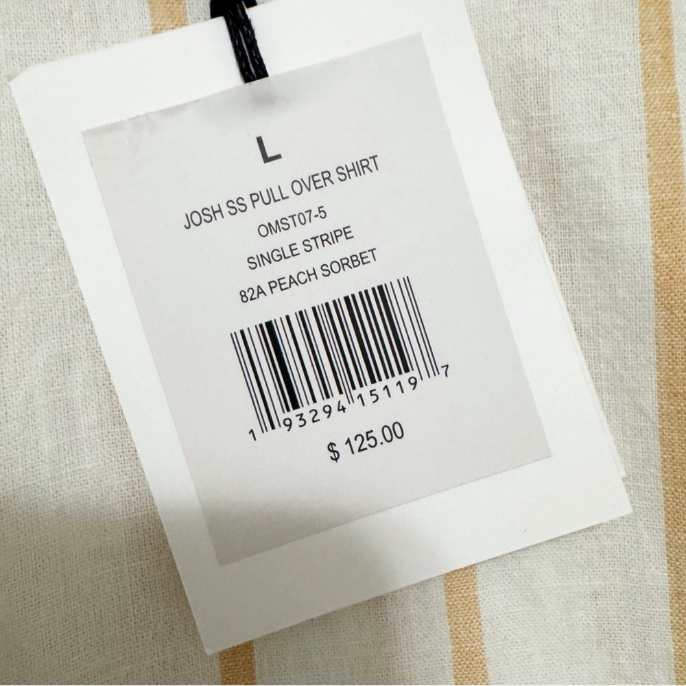 Onia Linen Blend Single Stripe Josh Pull Over Shirt NWT Large - Picture 7 of 15